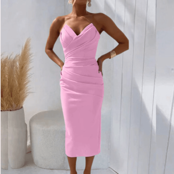 Elegant Strapless Summer Dress: Breathable & Versatile Women's Dress