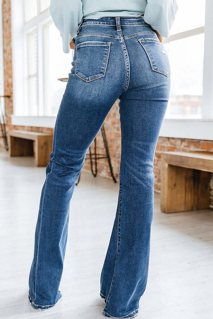 Women's High Waist Flared Jeans: Slim Fit Denim