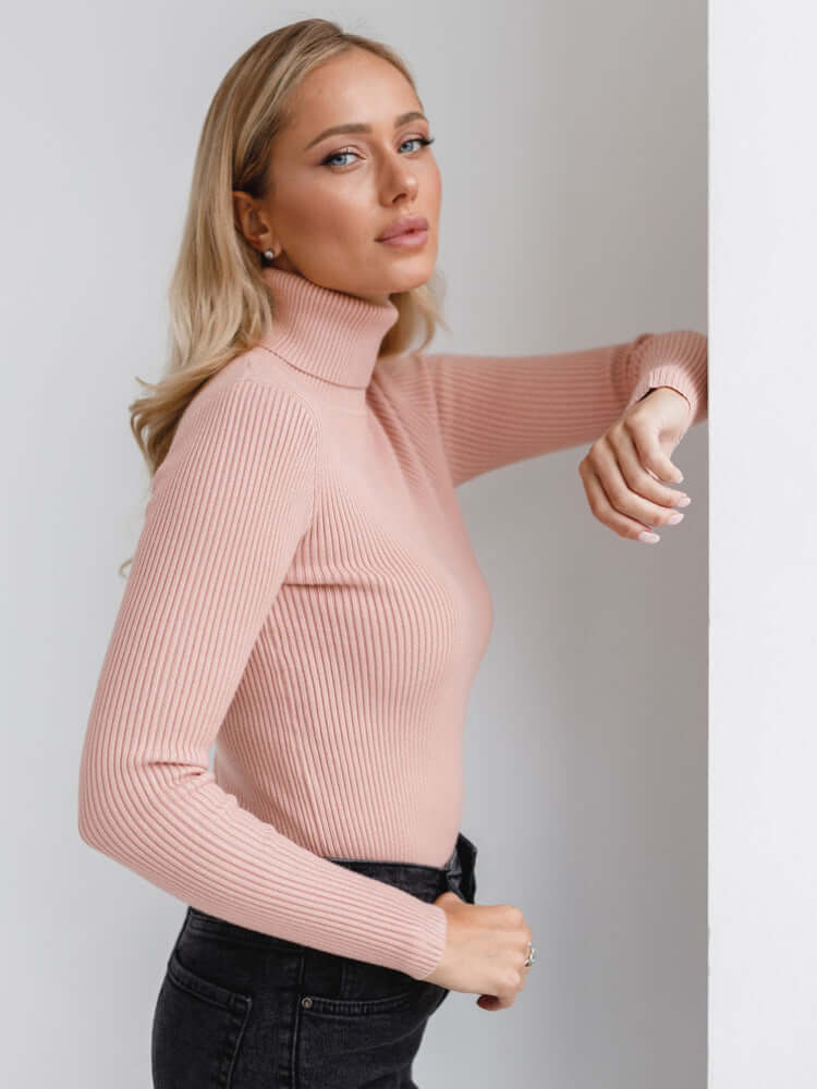 Women's Ribbed Knit Turtleneck Jumper