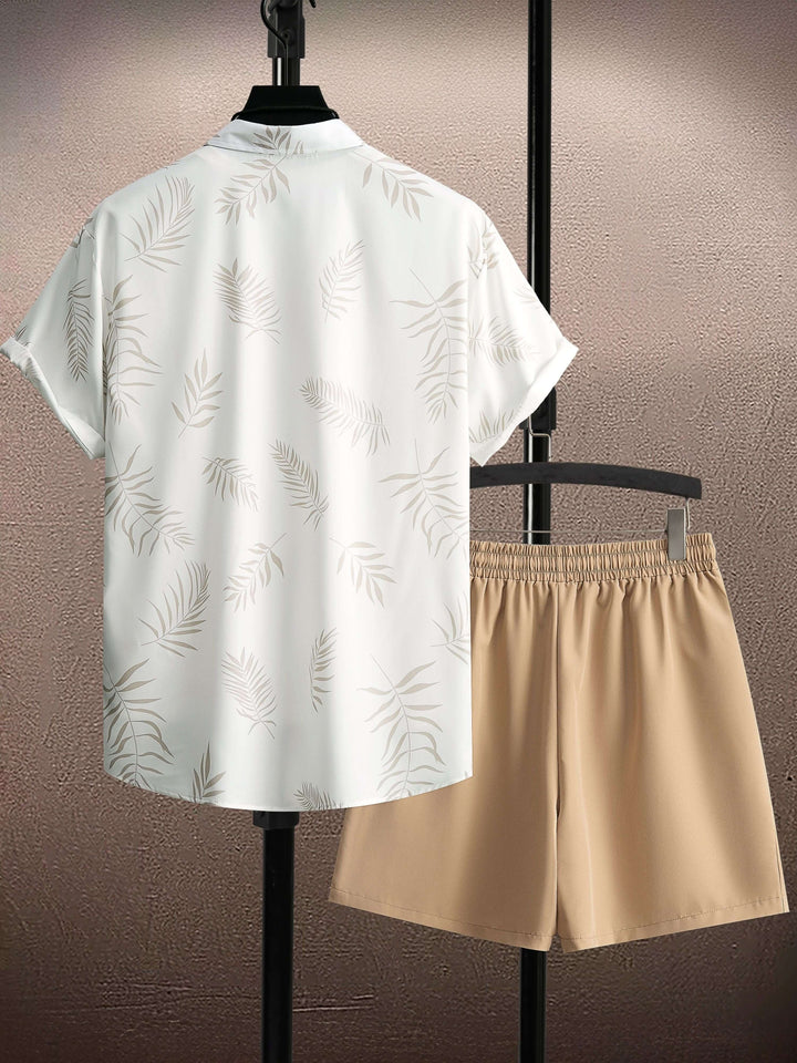 Men's Tropical Leaf Print Two-Piece Outfit