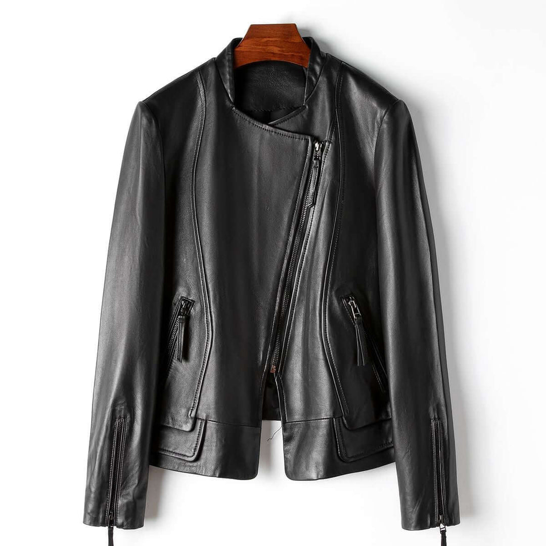 Women's Long-Sleeve Leather Jacket
