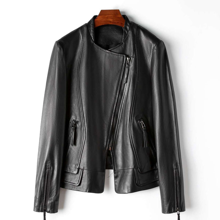 Women's Long-Sleeve Leather Jacket