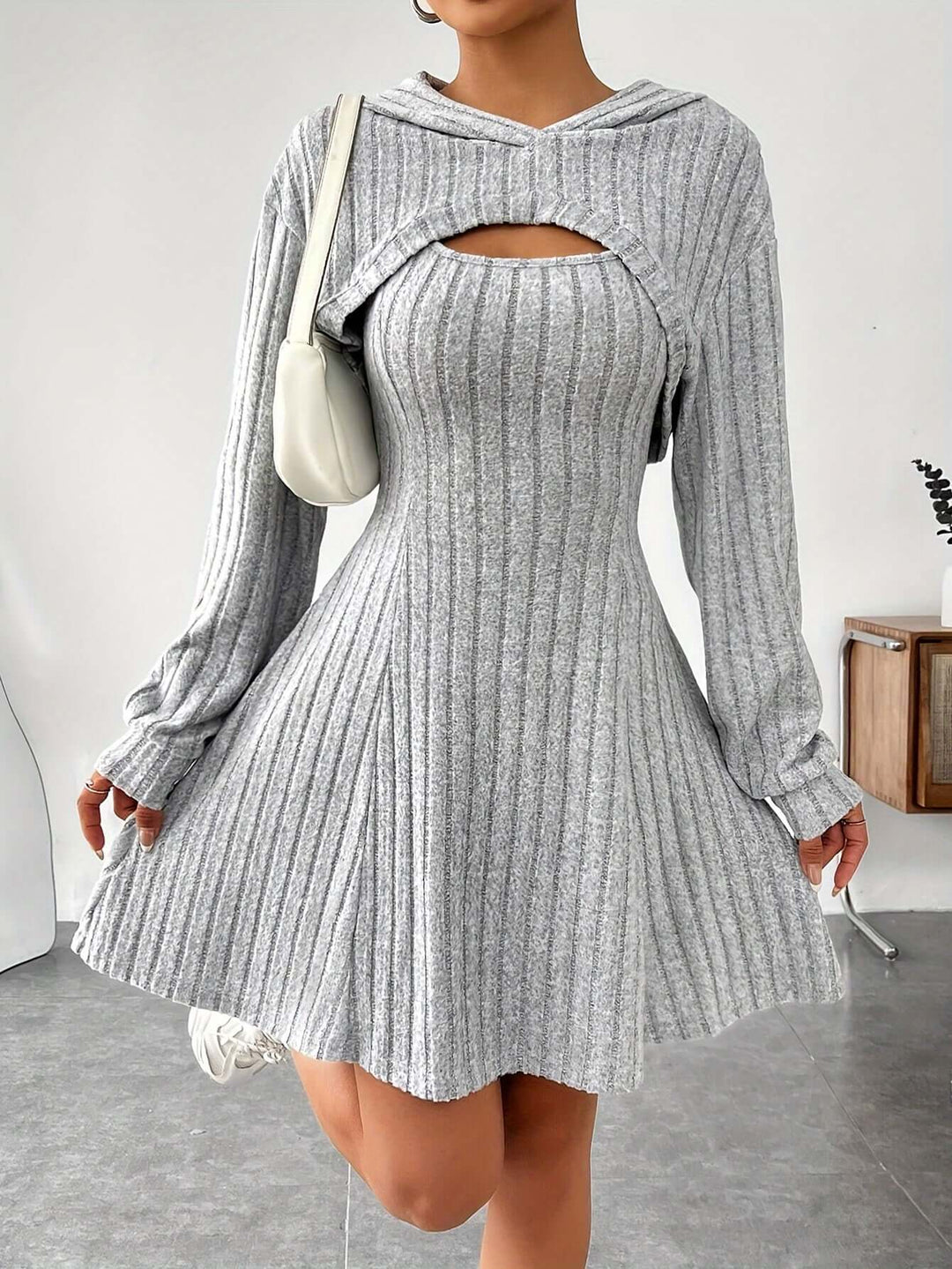 Women's Cutout Ribbed Sweater Dress: Cozy & Stylish
