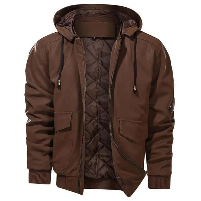 Men's Faux Leather Biker Jacket - Winter Warmth & Style
