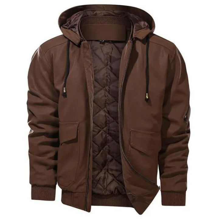 Men's Faux Leather Biker Jacket - Winter Warmth & Style