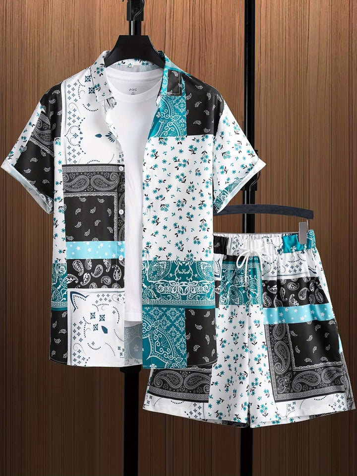 Men's Summer Short Sleeve Shirt & Shorts Set