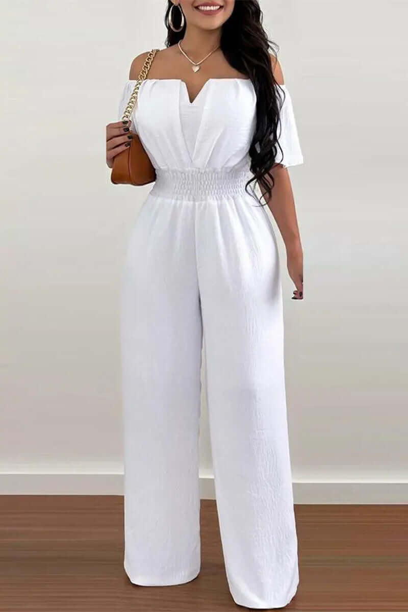 Women's Short Sleeve Off-Shoulder Jumpsuit: Summer Style