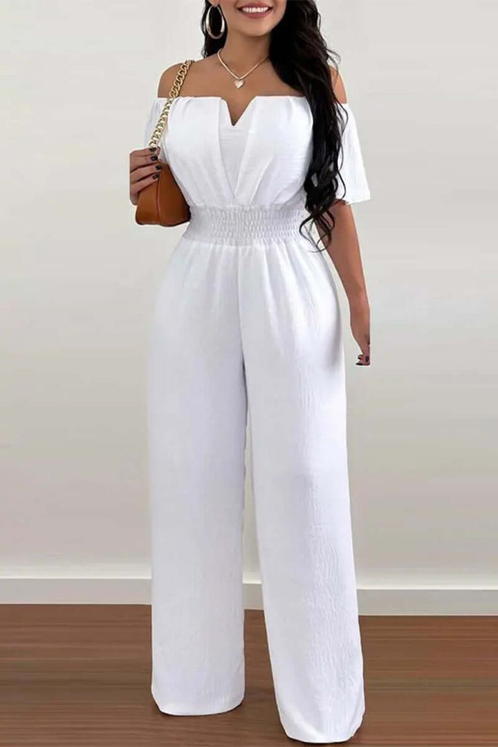 Women's Short Sleeve Off-Shoulder Jumpsuit: Summer Style