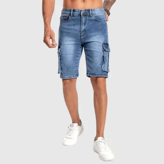 Men's Durable Denim Cargo Shorts: Casual Fit, Multiple Pockets