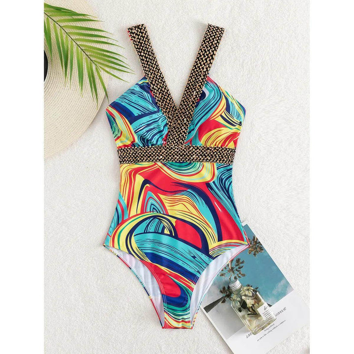 Women's V-Neck One-Piece Swimsuit: Elegant & Comfortable