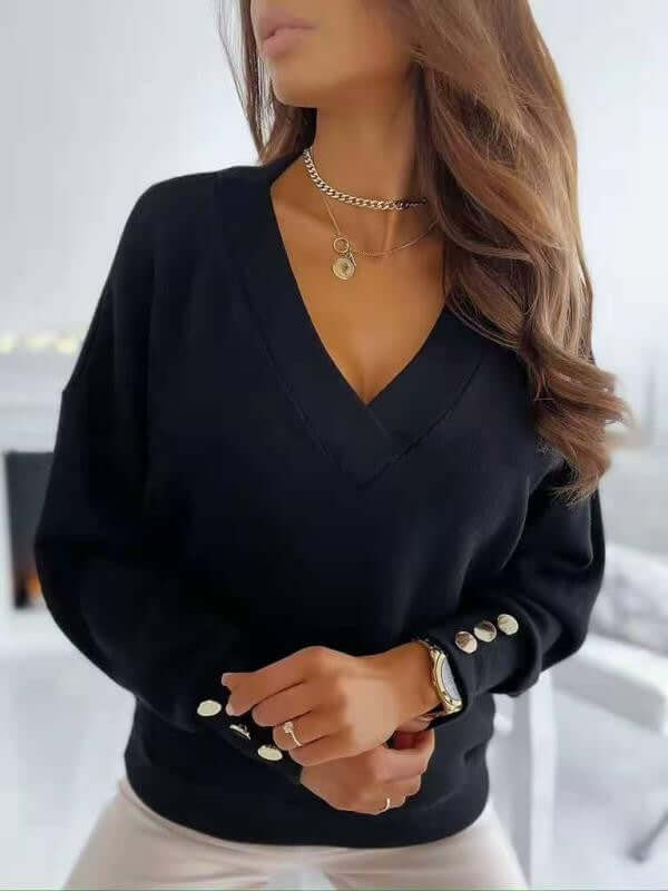 Women's Relaxed Fit V-Neck Knit Sweater