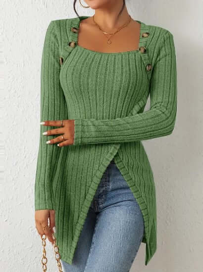 Women's Relaxed Fit Ribbed Button Shirt