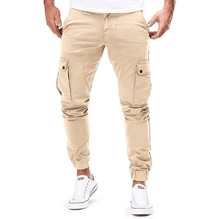 Men's Multi-Pocket Stretch Cargo Pants: Slim Fit, Breathable Trousers