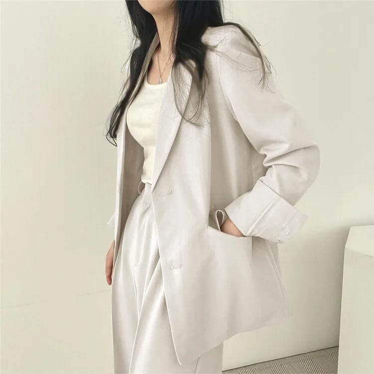 Women's Smart Casual Suit: Oversized Blazer & High-Waisted Trousers