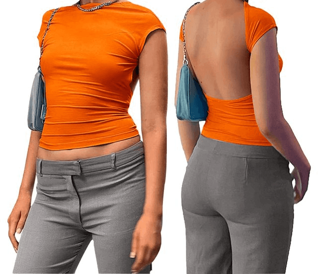 Women's Fitted Short Sleeve Crop Top: Casual Stretch Knit Top