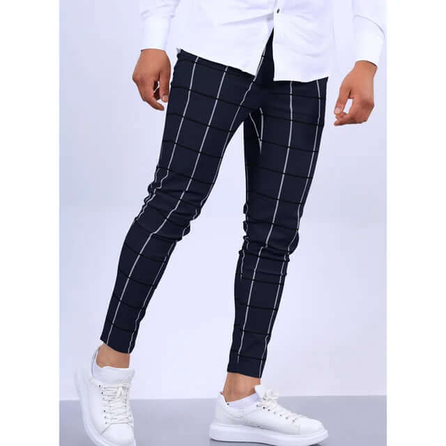 Men's Casual Checkered Trousers: Modern Fit, Breathable