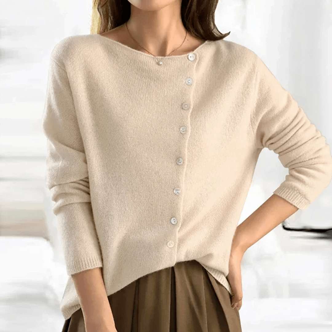 Women's Round Neck Button Cardigan: Stylish & Comfortable