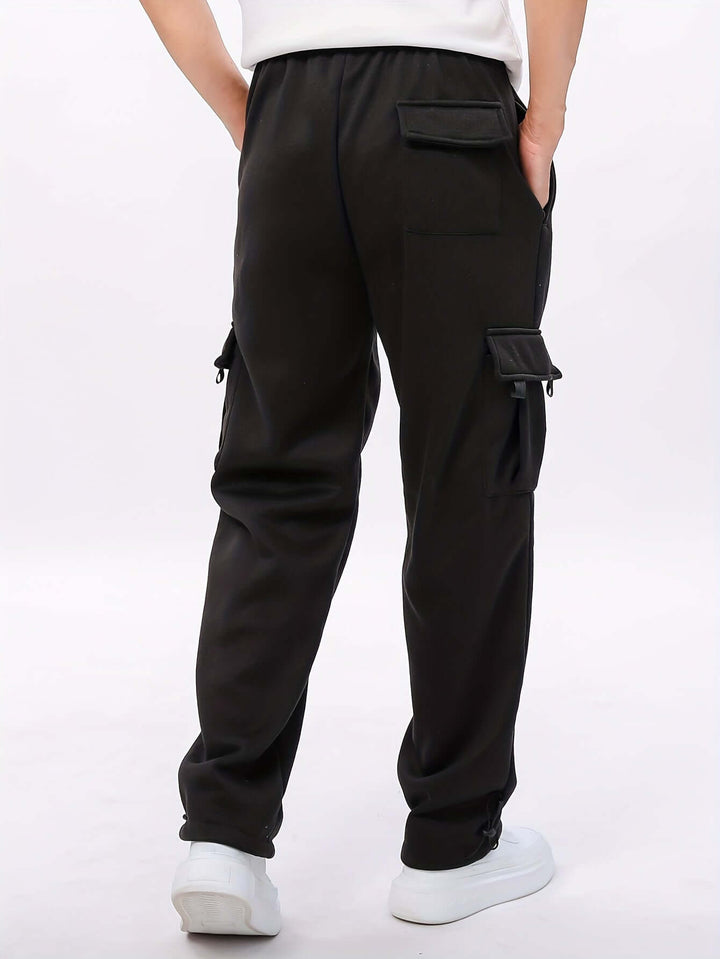 Men's Fleece Cargo Pants with Multiple Pockets