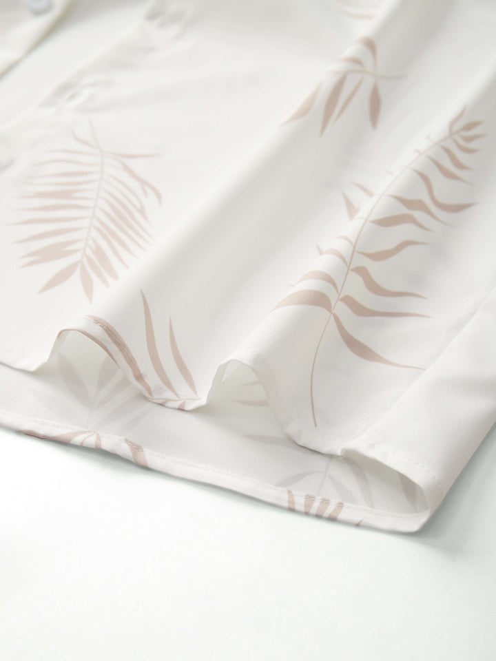 Men's Tropical Leaf Print Two-Piece Outfit