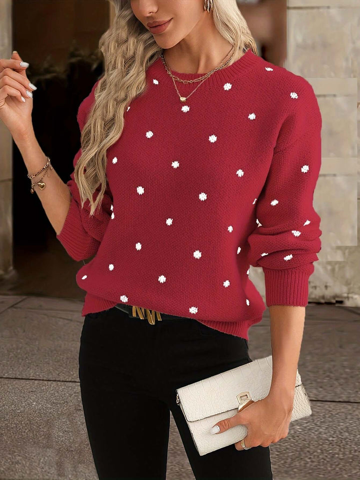 Polka Dot Knitted Sweater: Cozy & Stylish Winter Top