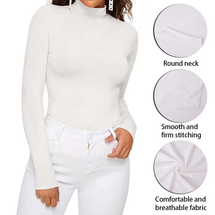 Women's Long Sleeve Turtleneck Bodysuit: Stretchy & Layering Essential