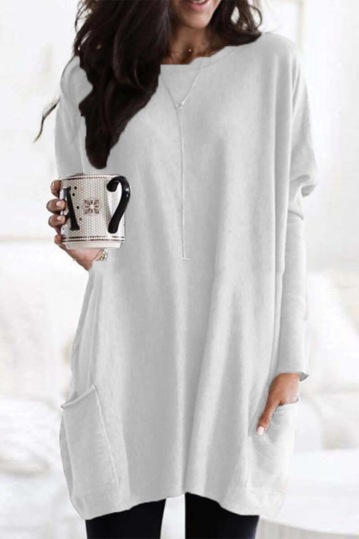 Women's Summer Pocket Top: Casual Round Neck T-Shirt