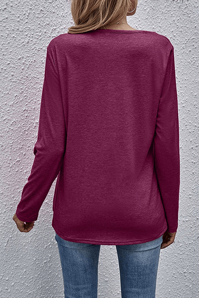 Women's Casual V-Neck Long Sleeve Top
