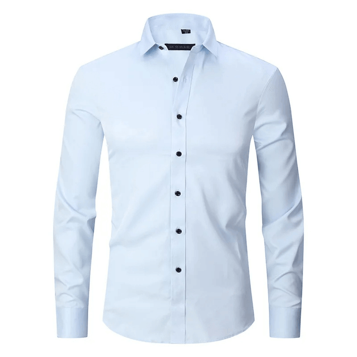 Men's Slim Fit Long Sleeve Shirt with Contrast Buttons