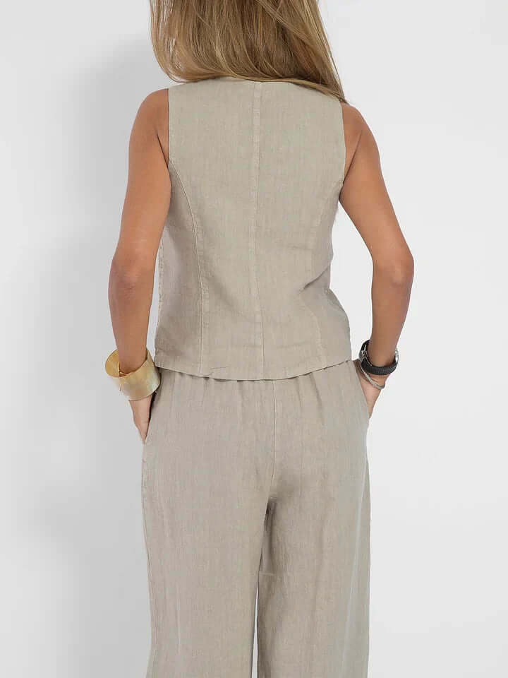 Women's Linen Two-Piece Vest Set: Summer Outfit