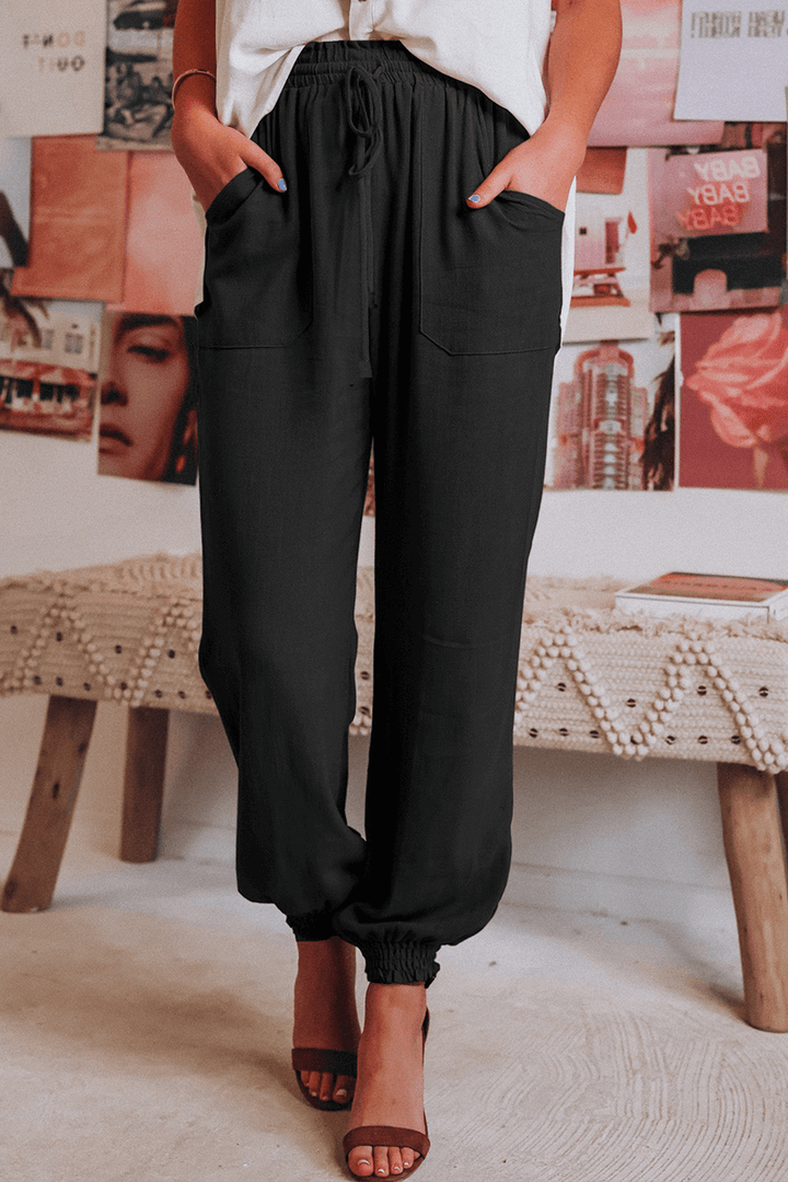 Women's Relaxed Fit Mid-Waist Drawstring Pants