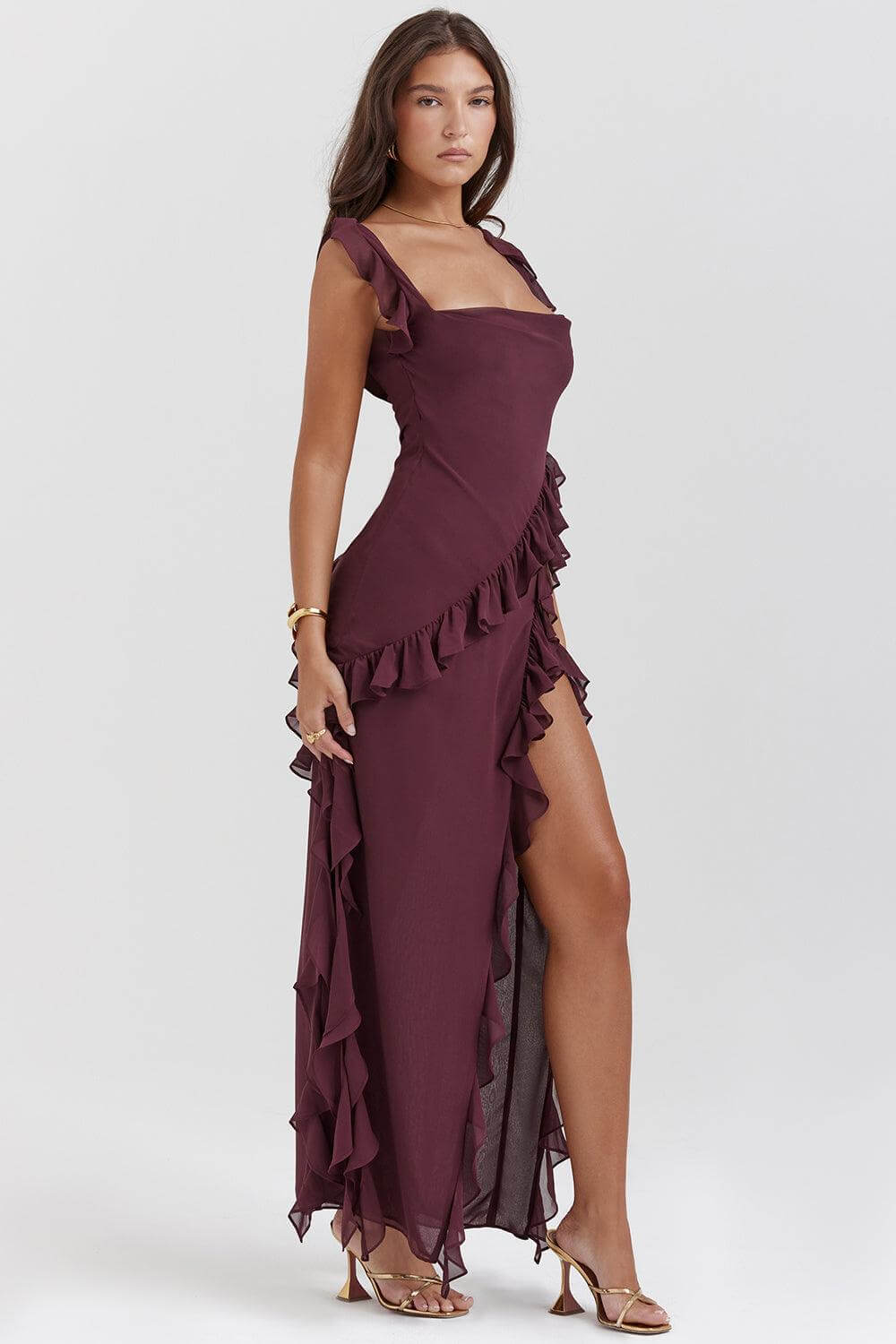 Elegant Summer Midi Dress with Side Slit for Women