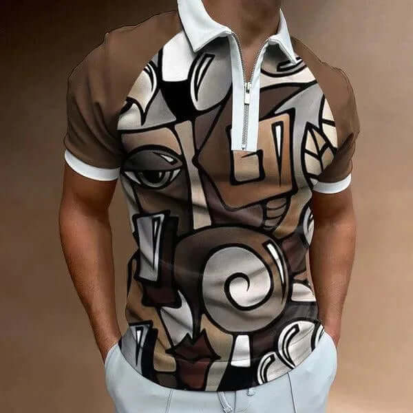 Men's Short Sleeve Polo Shirt: Muscle Fit, Retro Stripe
