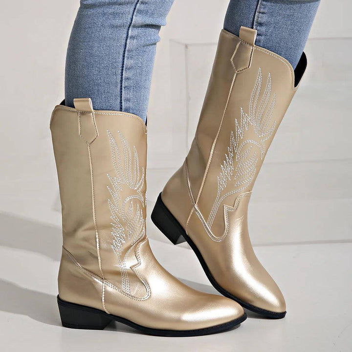 Women's Leather Cowboy Boots: Western Style Ankle Boots