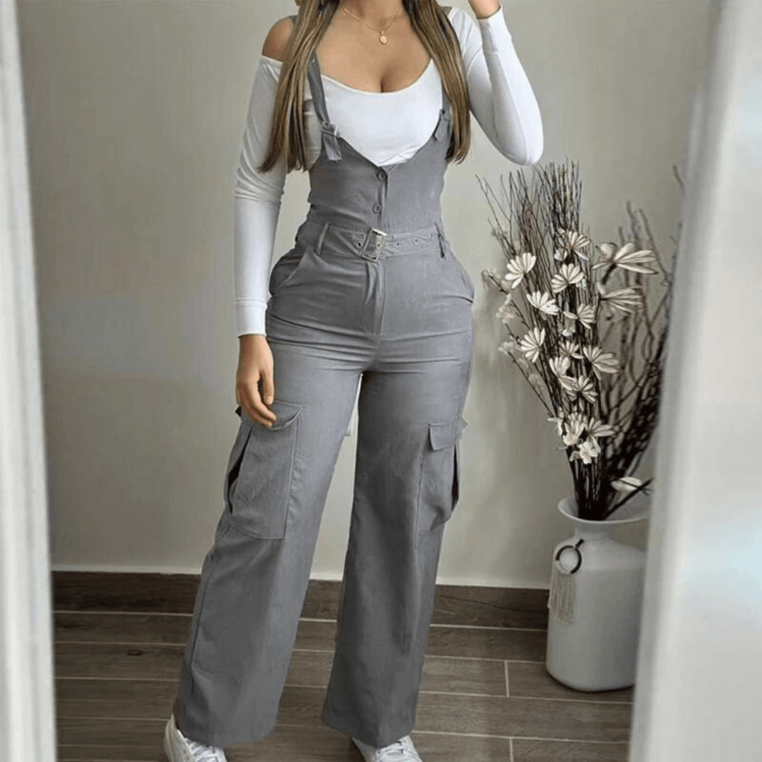 Women's Wide-Leg Utility Jumpsuit: Adjustable & Comfortable