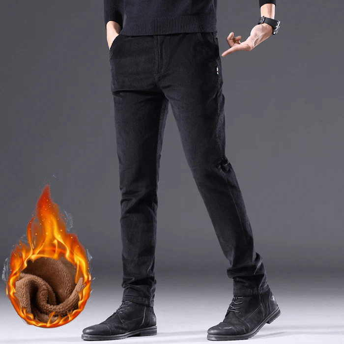 Men's Fleece-Lined Corduroy Pants: Warm Winter Trousers