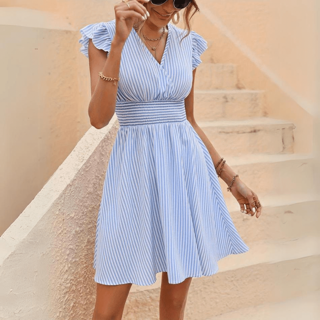Striped Midi Dress: Elegant & Flattering Women's Dress