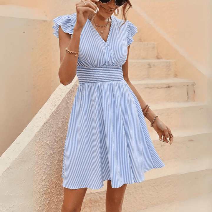 Striped Midi Dress: Elegant & Flattering Women's Dress