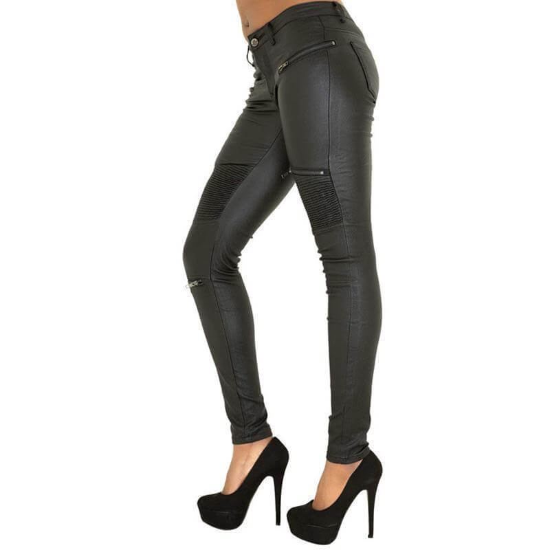 Sleek Women's Faux Leather Skinny Jeans
