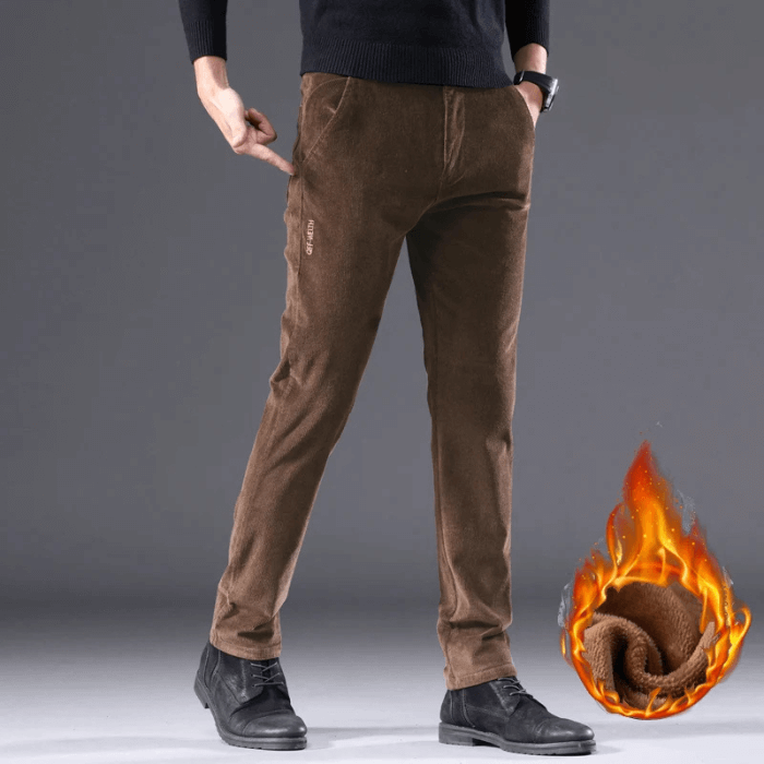 Men's Fleece-Lined Corduroy Pants: Warm Winter Trousers