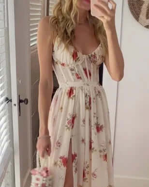 Elegant Floral Lace Midi Dress for Women