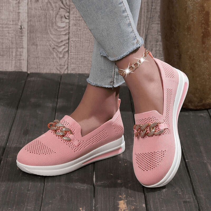 Women's Casual Slip-On Sneakers with Chain Detail