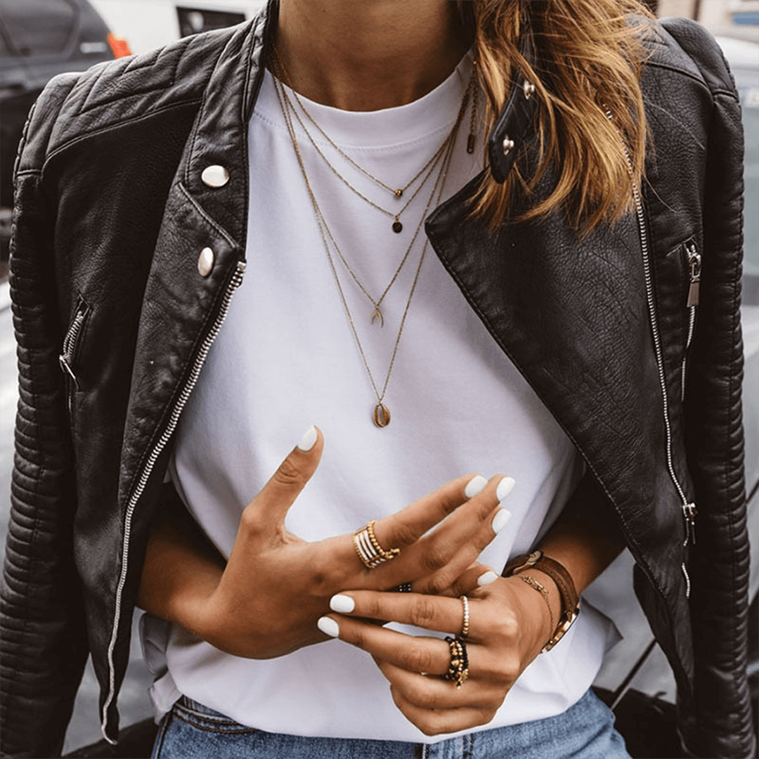 Women's Stand Collar PU Leather Jacket