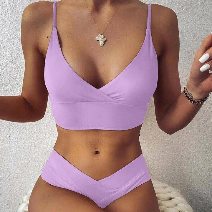 Women's High-Waisted Ruffle Push-Up Bikini Set