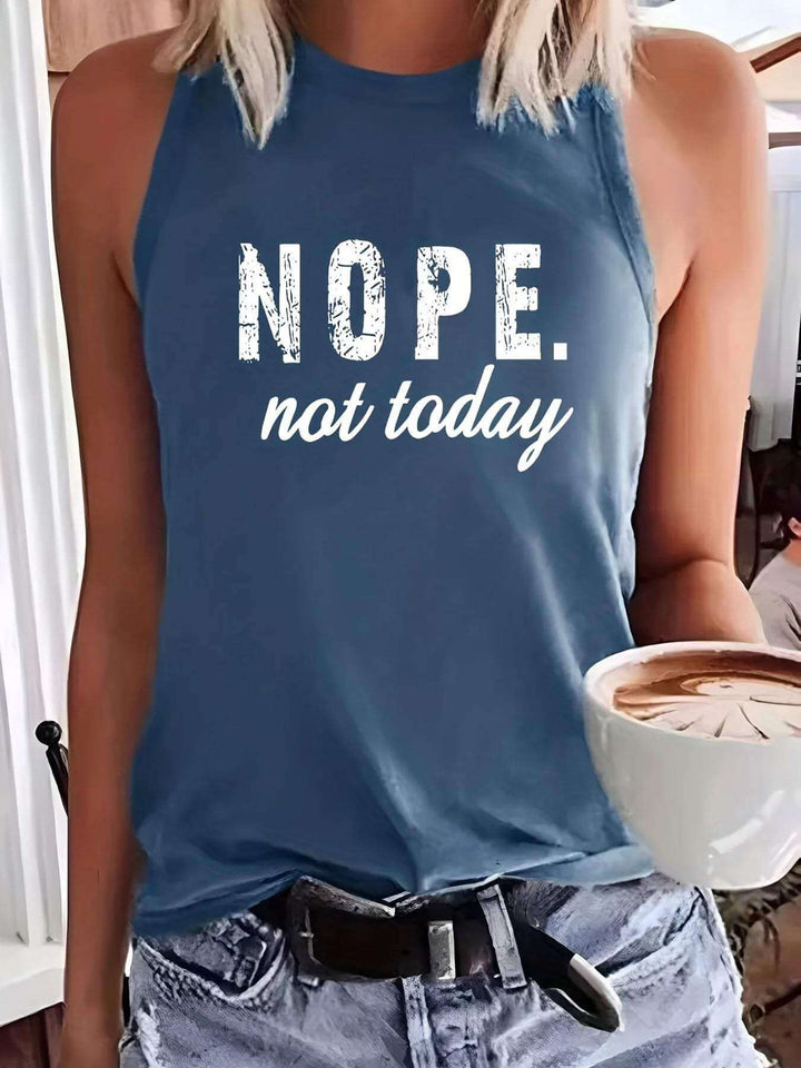 Women's Relaxed Fit High Neck Tank Top with Statement Print