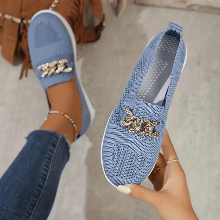 Women's Casual Slip-On Sneakers with Chain Detail