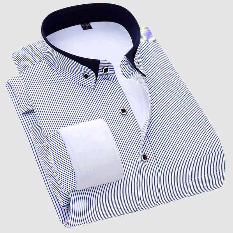 Men's Long Sleeve Double Layer Velvet Casual Shirt