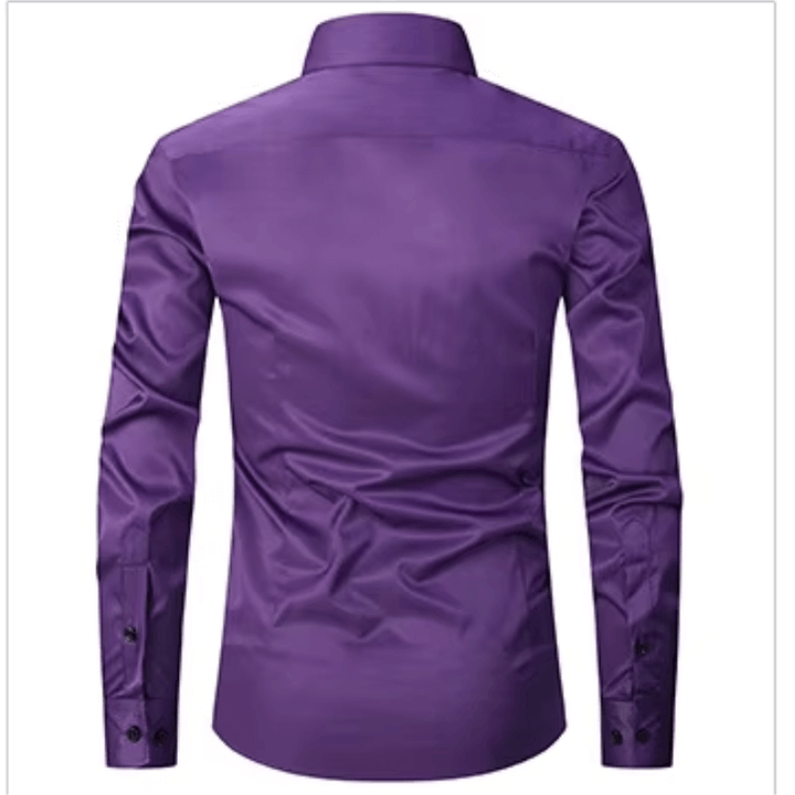 Men's Slim Fit Long Sleeve Shirt with Contrast Buttons