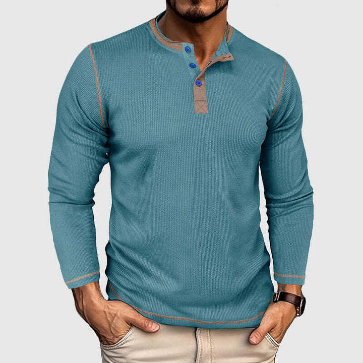 Men's Long Sleeve Waffle T-Shirt - Relaxed Fit, Vintage Style