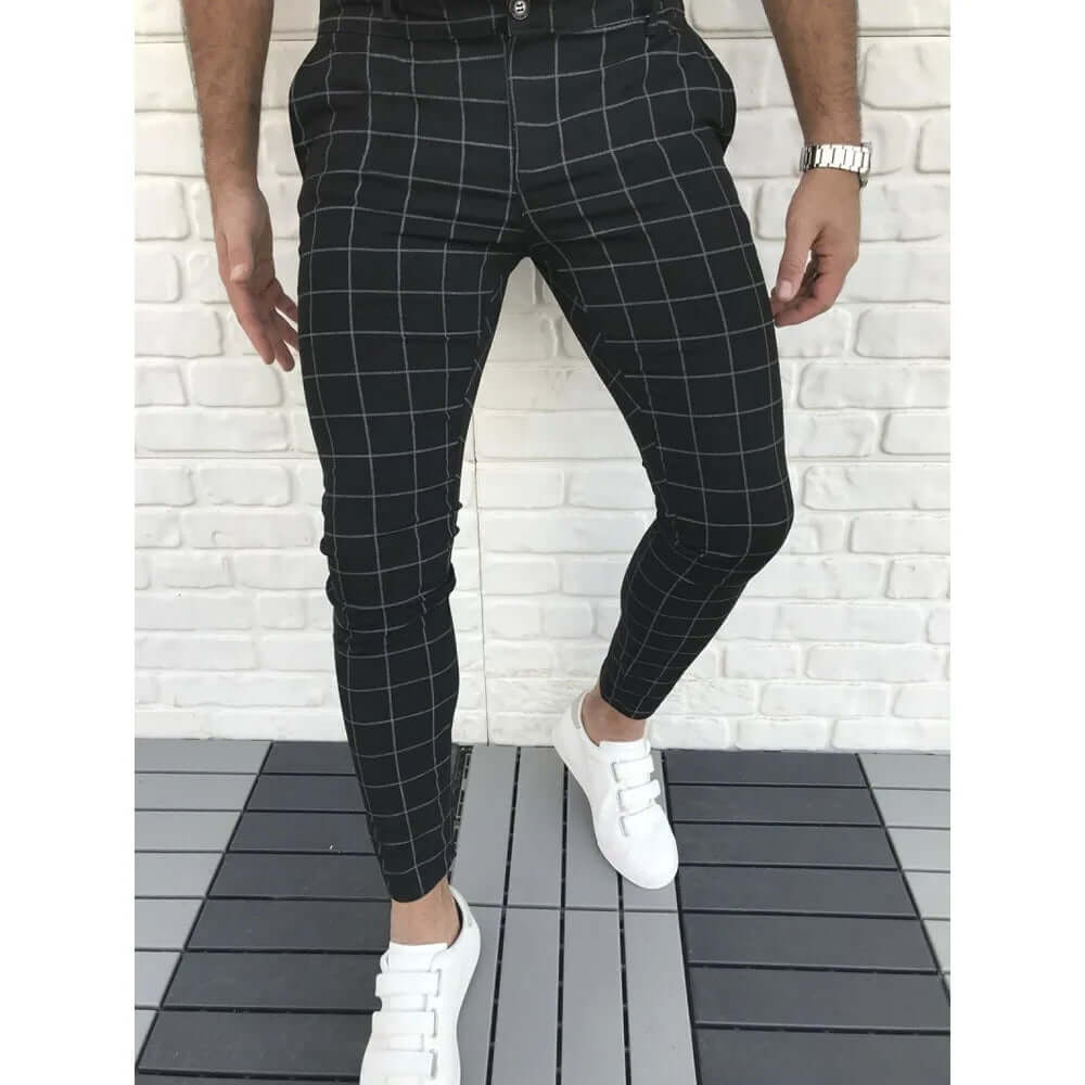 Men's Slim Fit Checked Trousers