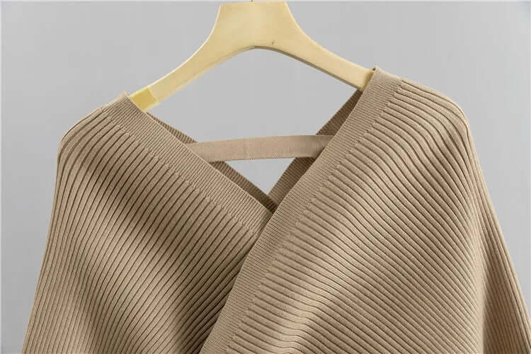 Women's Ribbed V-Neck Top & Harem Pants Set